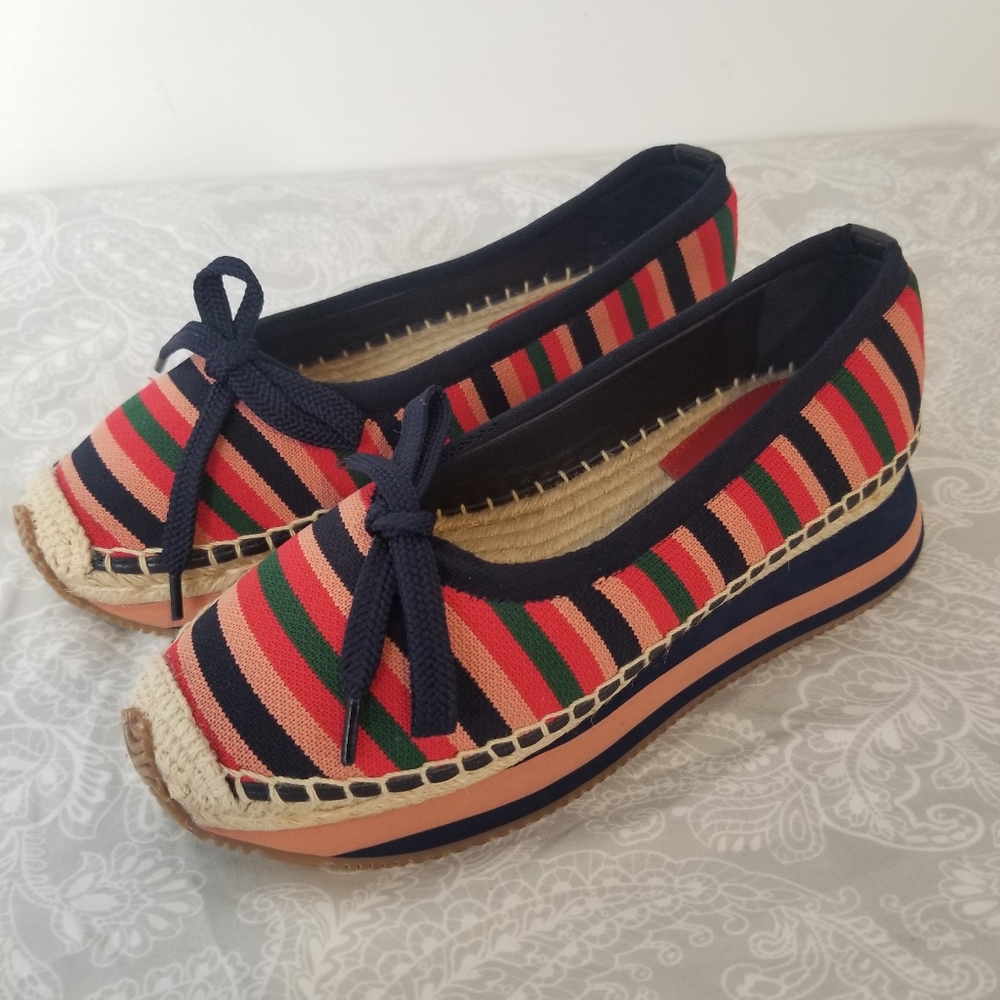 NWOT Tory Burch Daisy Sport Espadrille Ballet Flats Striped